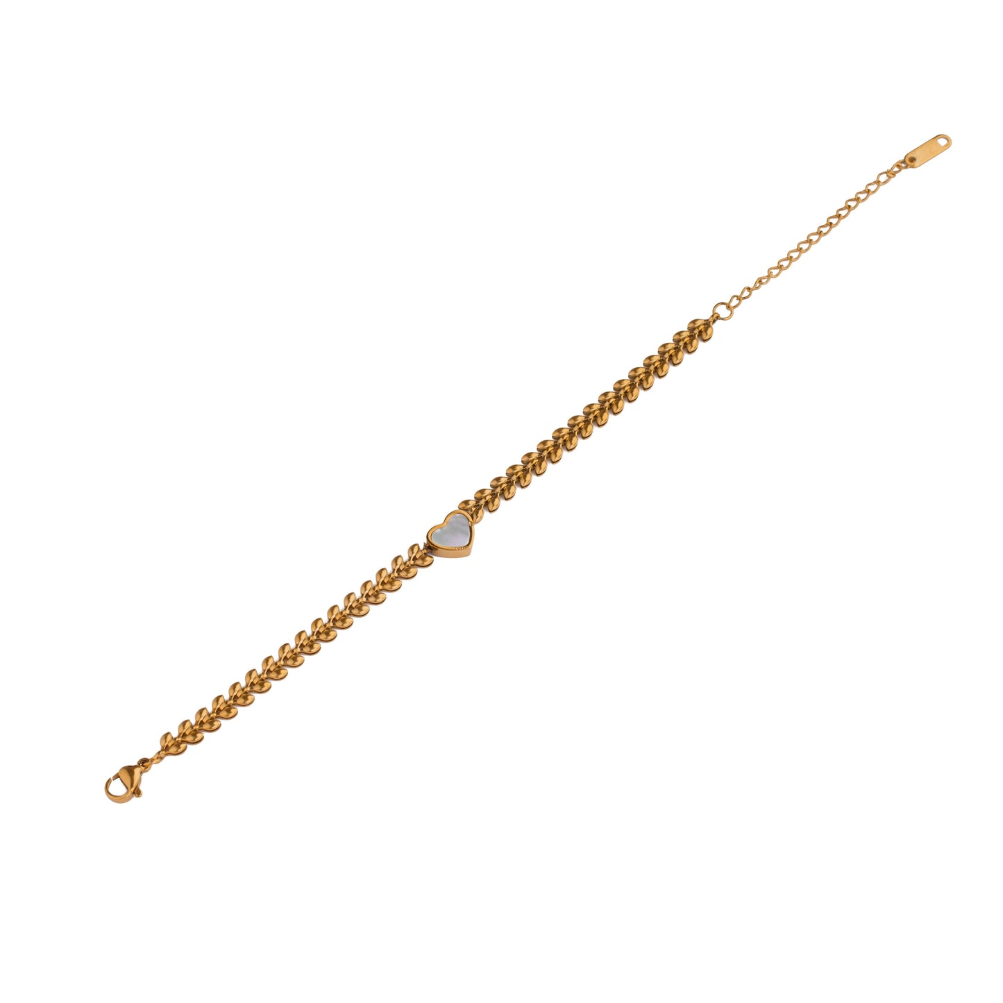 Gold White Heart Bracelet