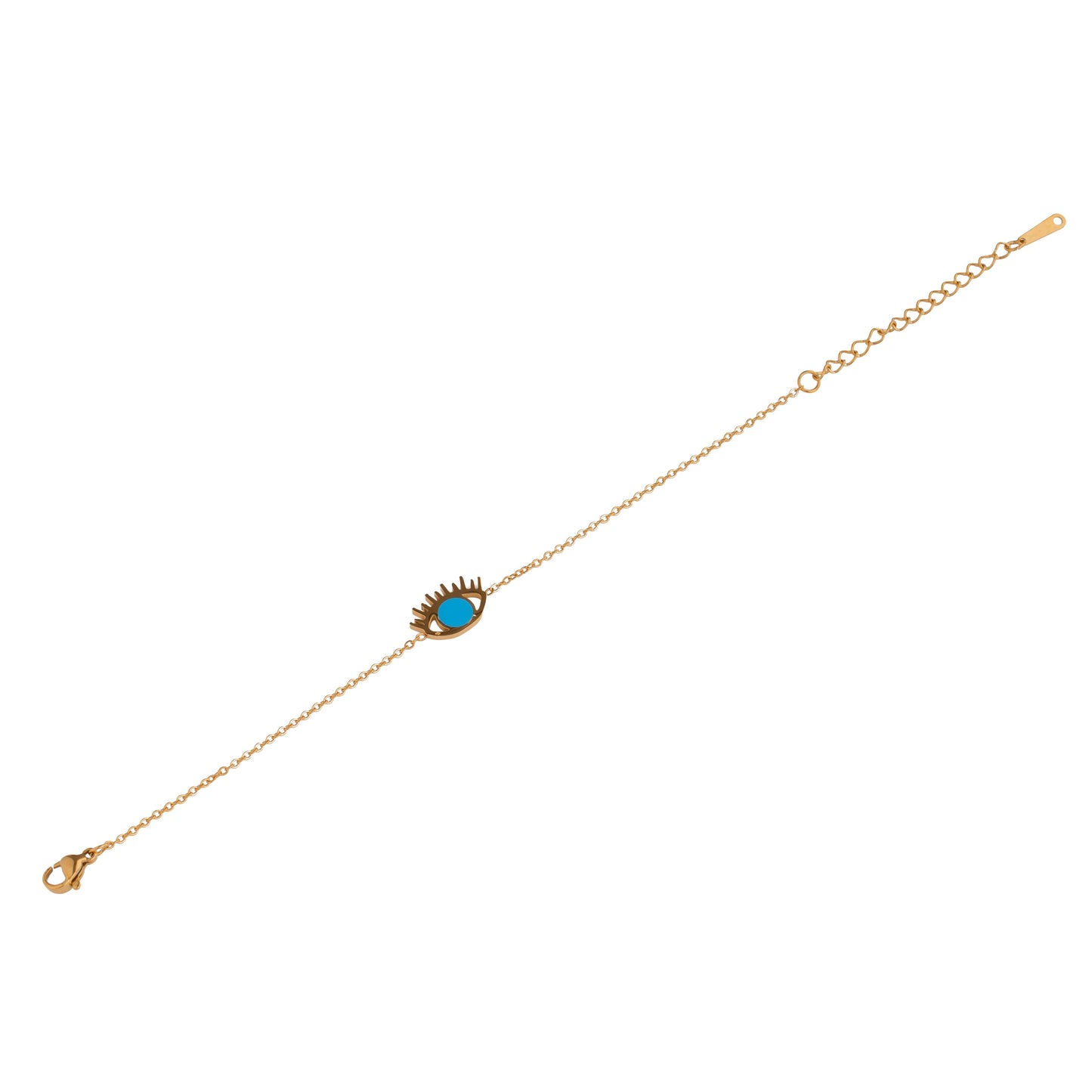 Gold Sky Blue Eye Chain Bracelet