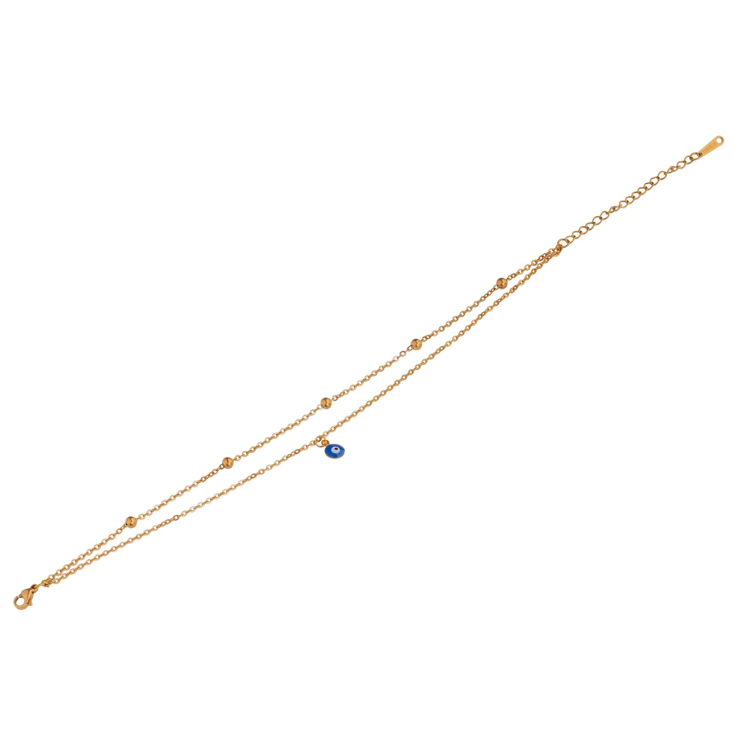Gold Double Evil Eye Chain Bracelet