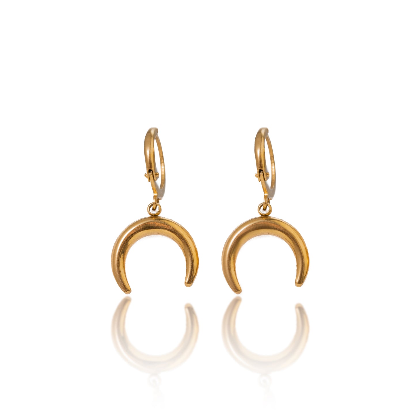 Gold Crescent moon Hoop Earrings