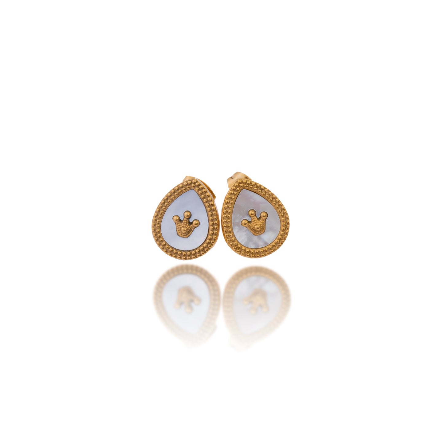 Gold Crown Stud Earrings