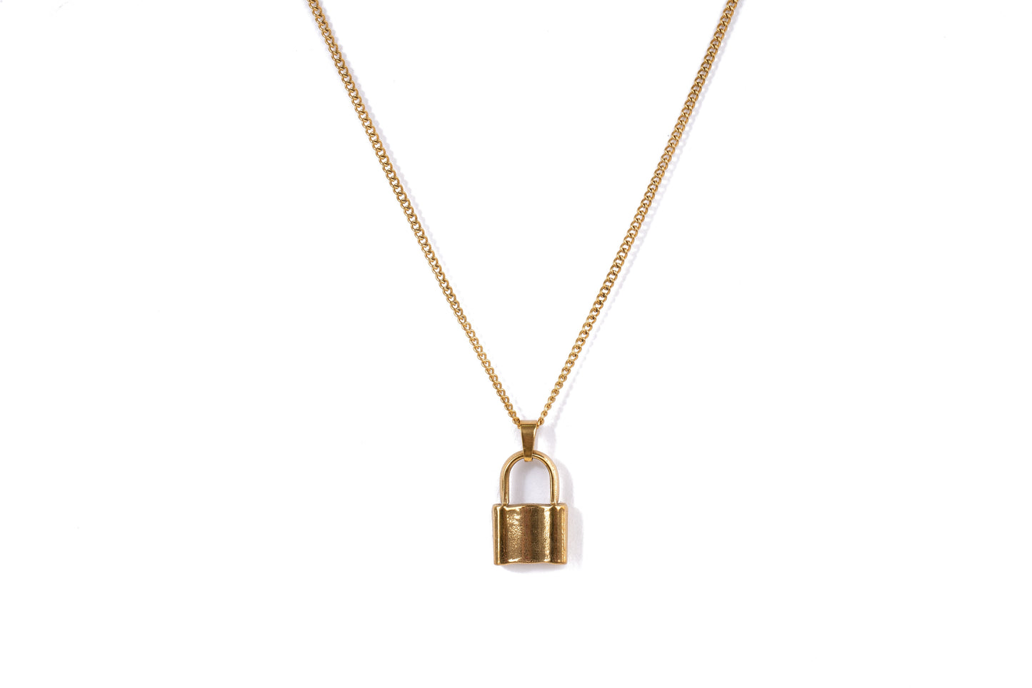 Gold Padlock Pendant Necklace