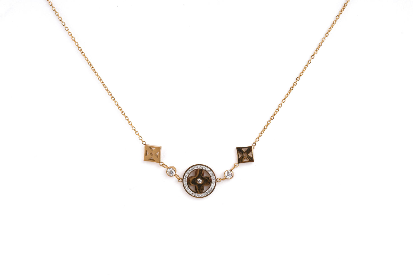Gold Crystal Flower Necklace