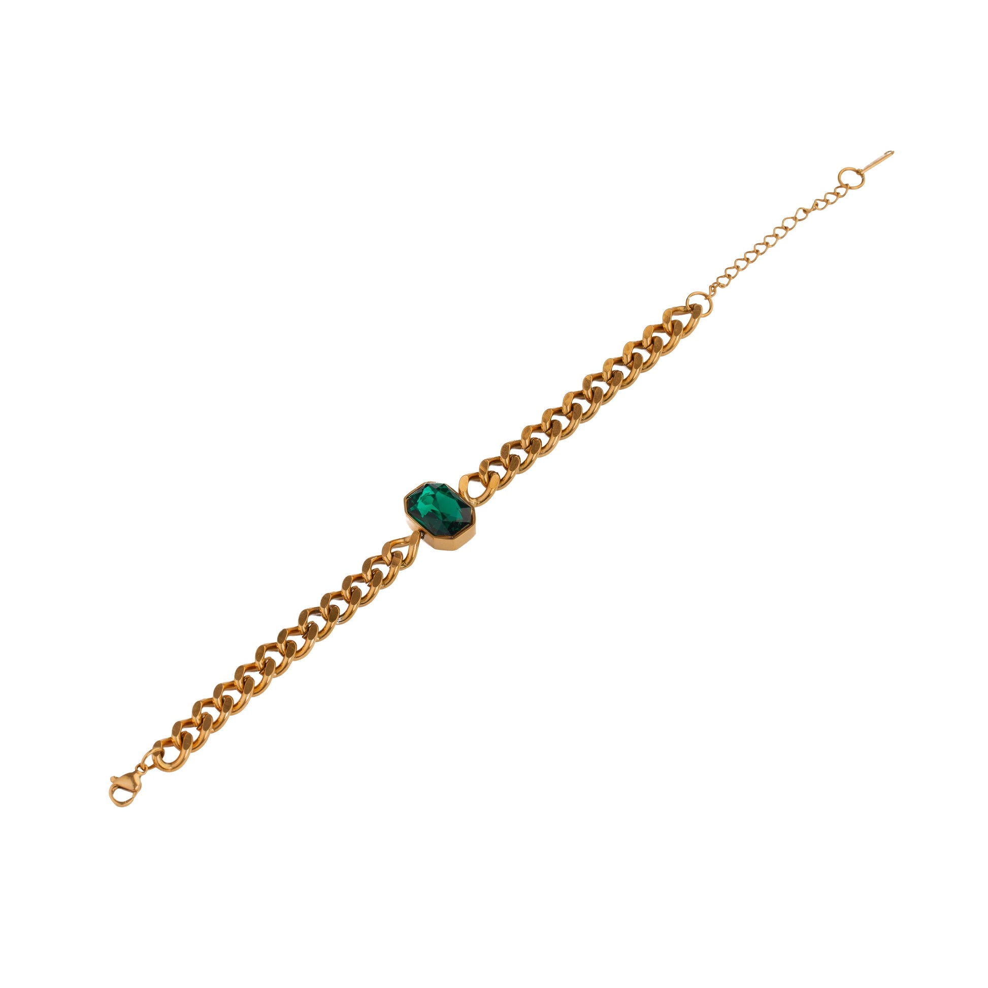 Gold Green Chain Bracelet 