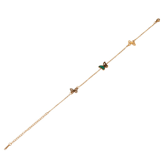 Gold Green Butterfly Bracelet 