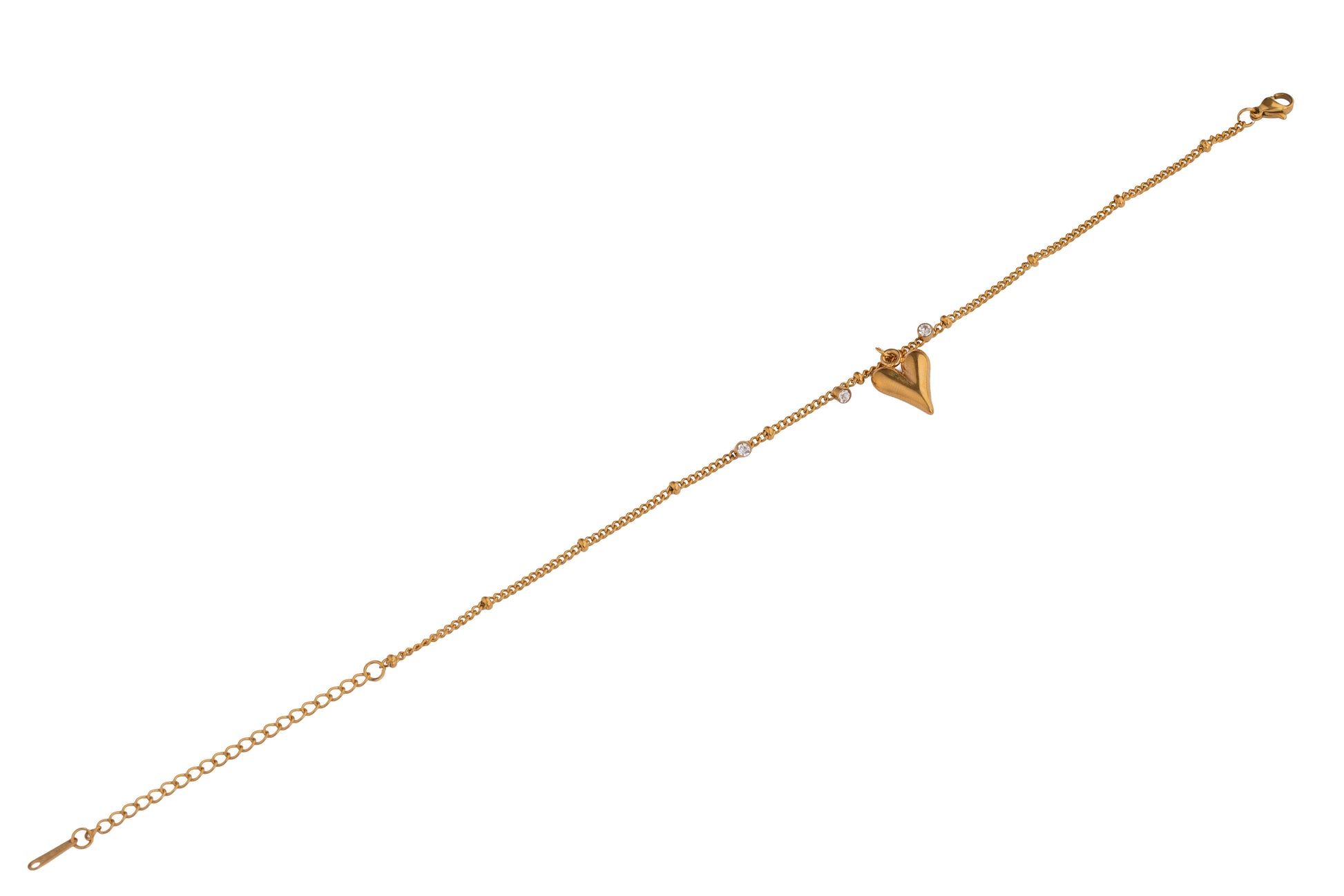 Gold Heart Crystal 2 Chain Bracelet 