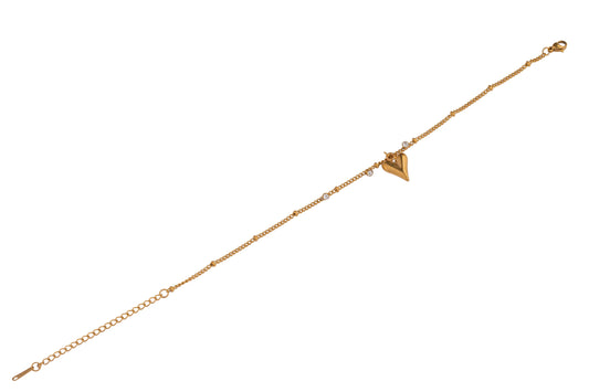 Gold Heart Crystal 2 Chain Bracelet 