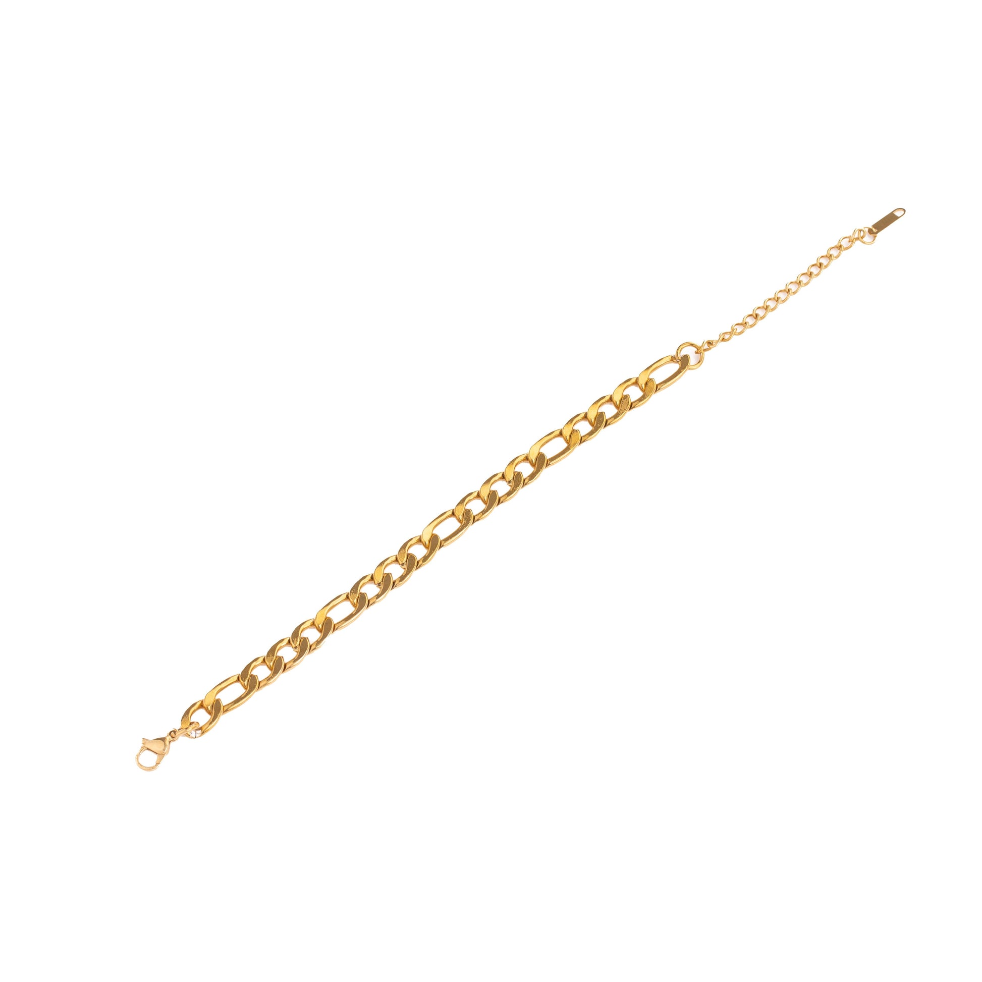 Gold Flat-Curb Irregular Link Bracelet 