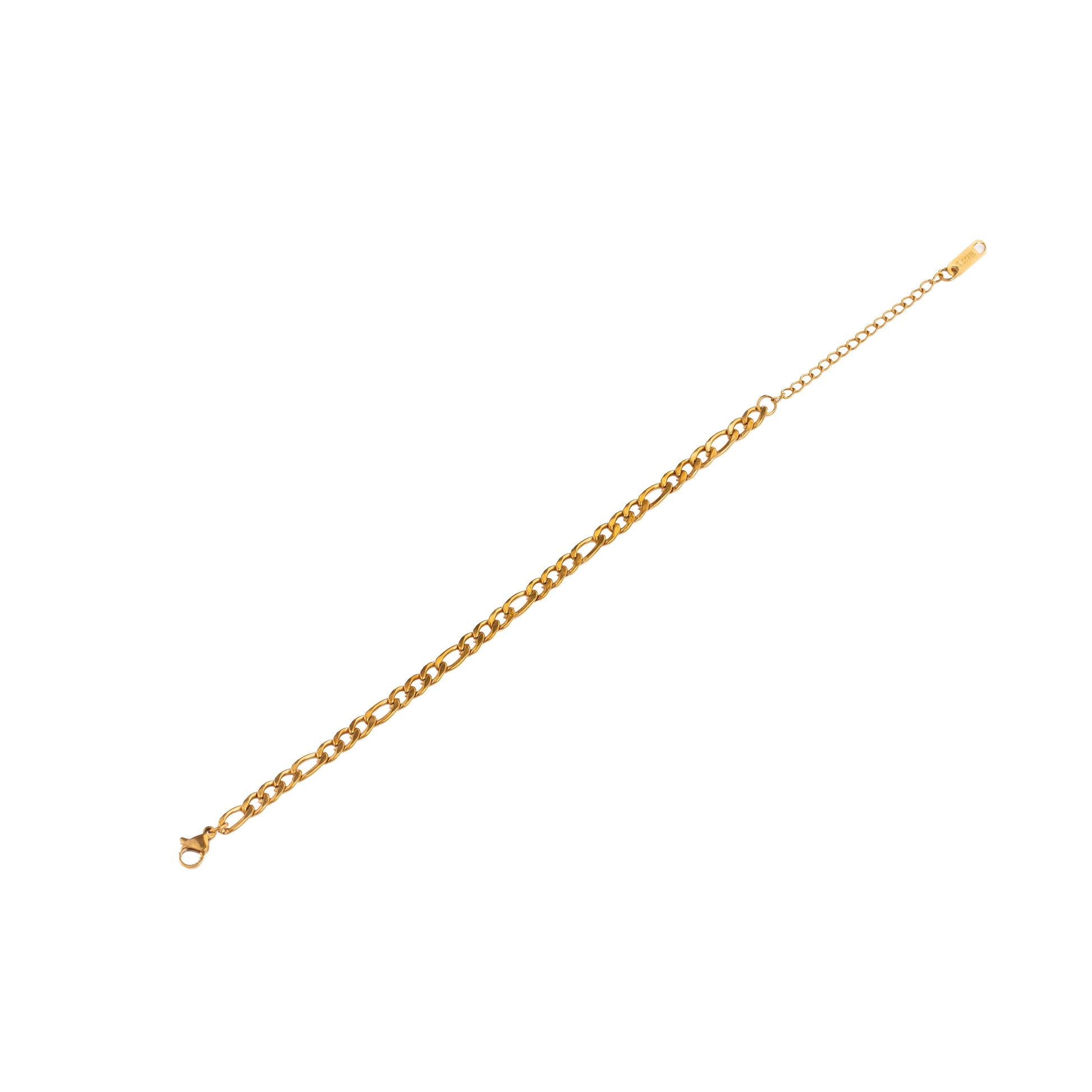 Gold Flat-Curb Irregular Link Bracelet 