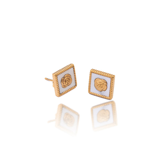 Gold Rose Stud Earrings