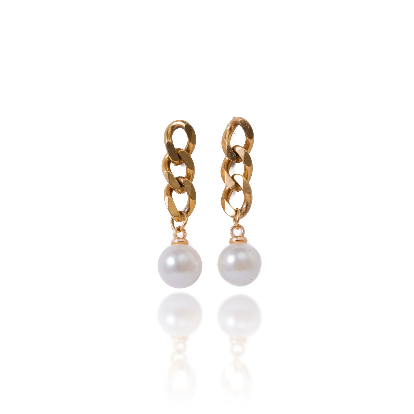 Pearl Chain Stud Earrings