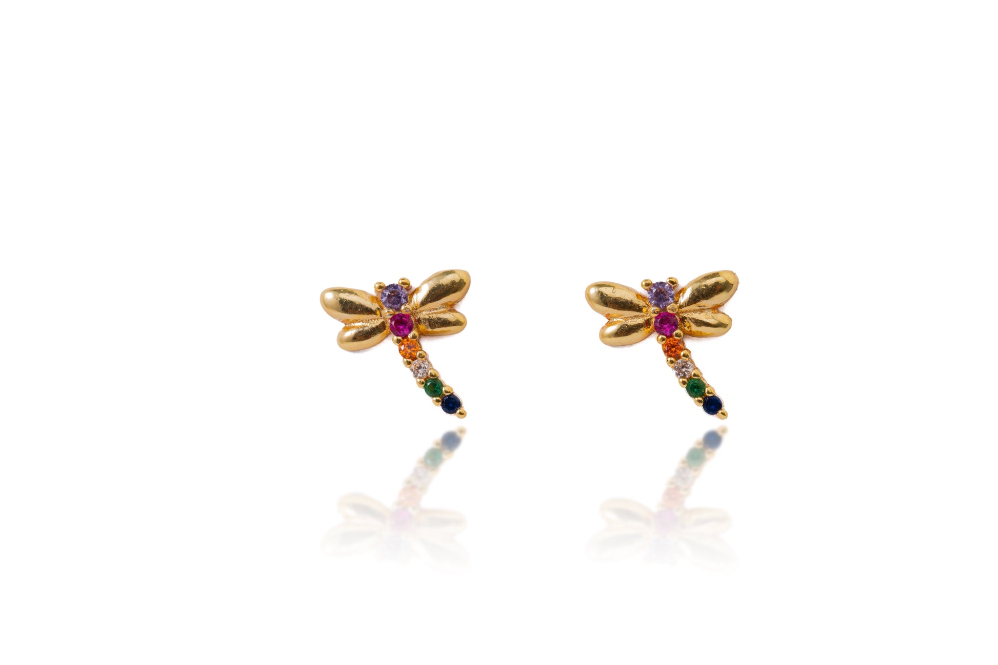 Gold Dragonfly Stud Earrings