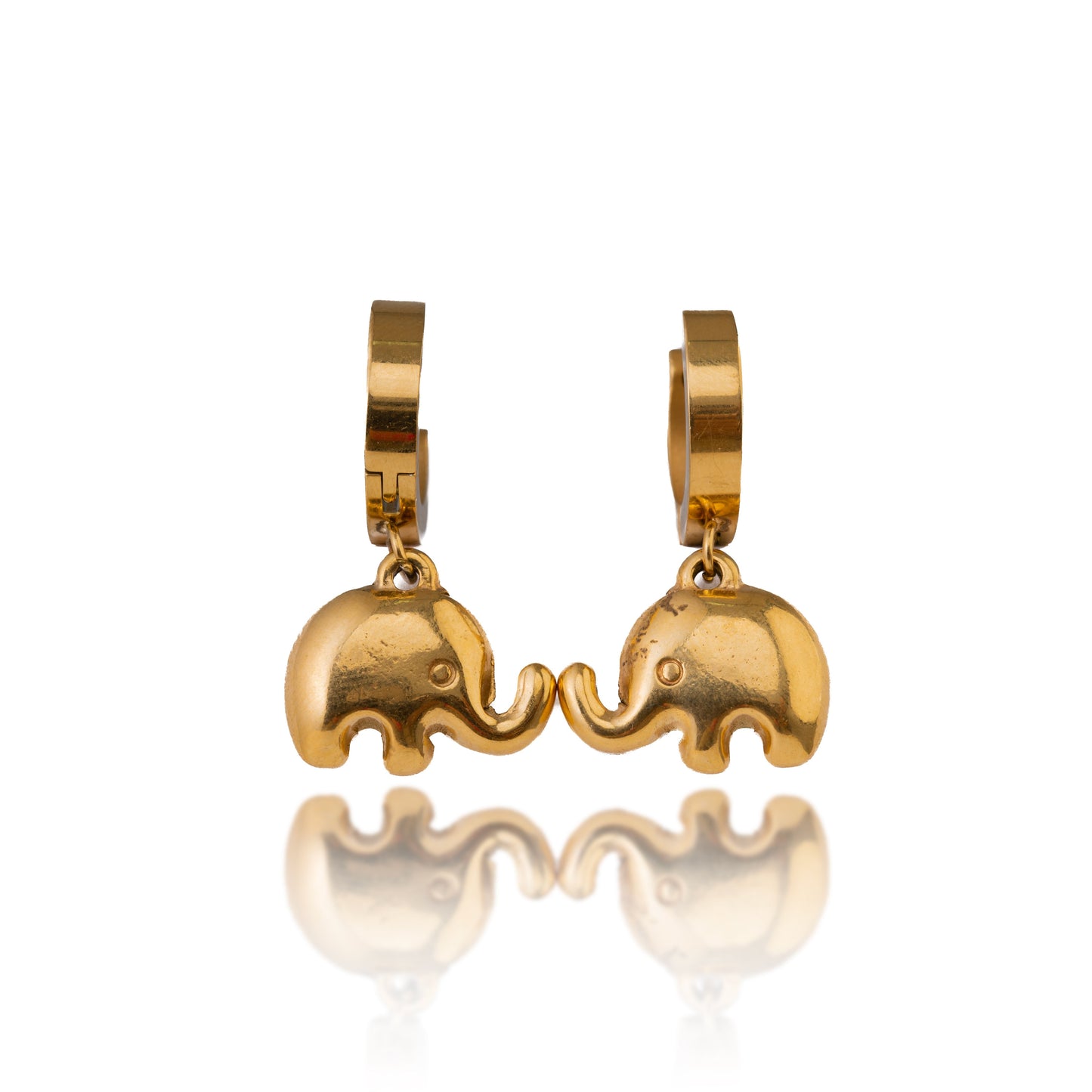 Gold Elephant Hoop Earrings