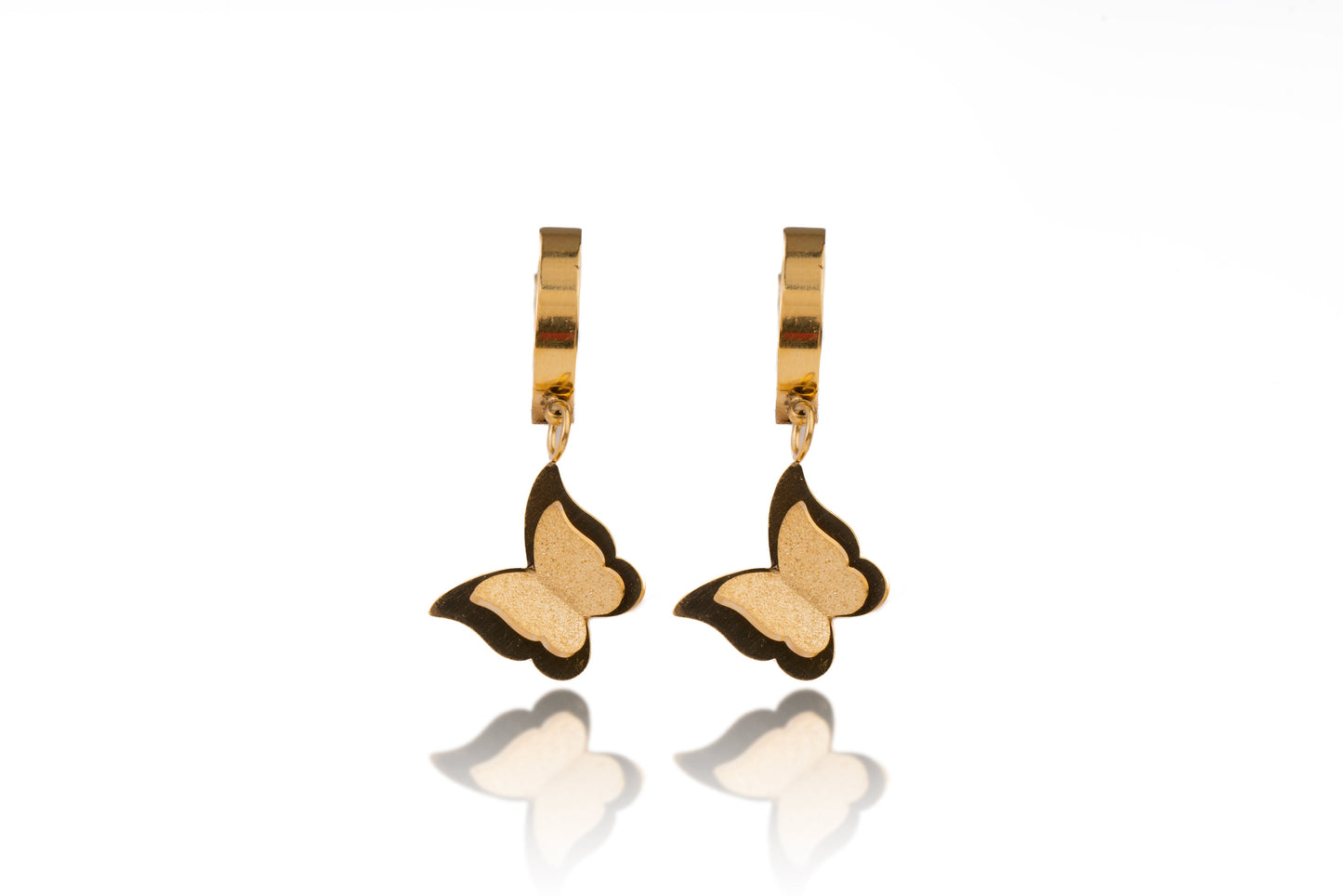 Gold Butterfly Hoop Earrings