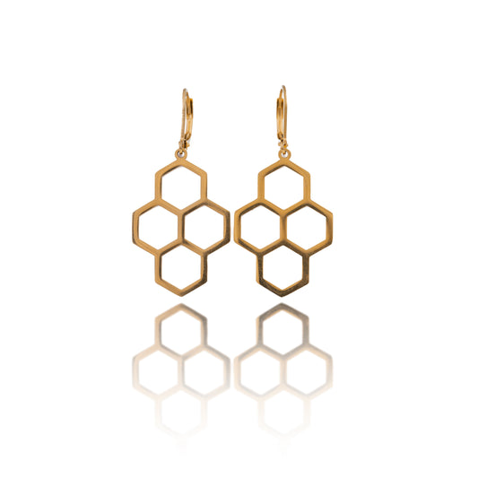 Gold Honeycomb Hoop Earrings
