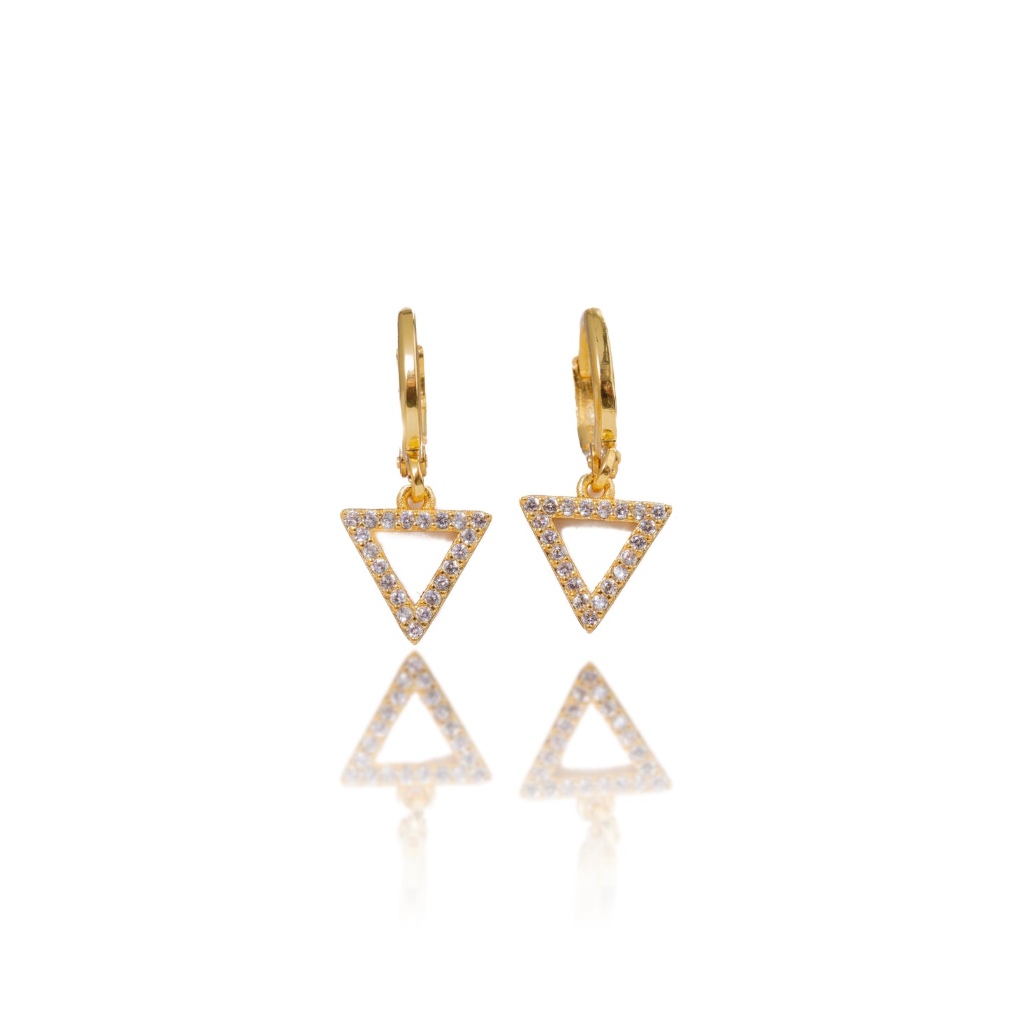 Gold Crystal triangle Hoop Earrings