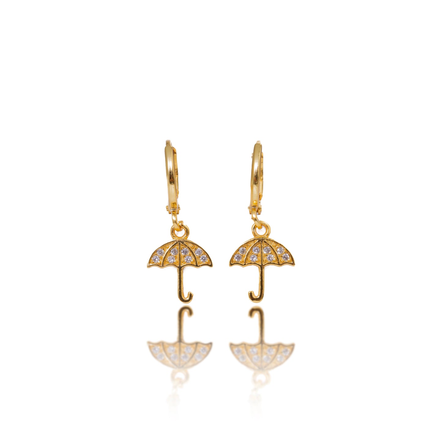 Gold Crystal umbrella Hoop Earrings