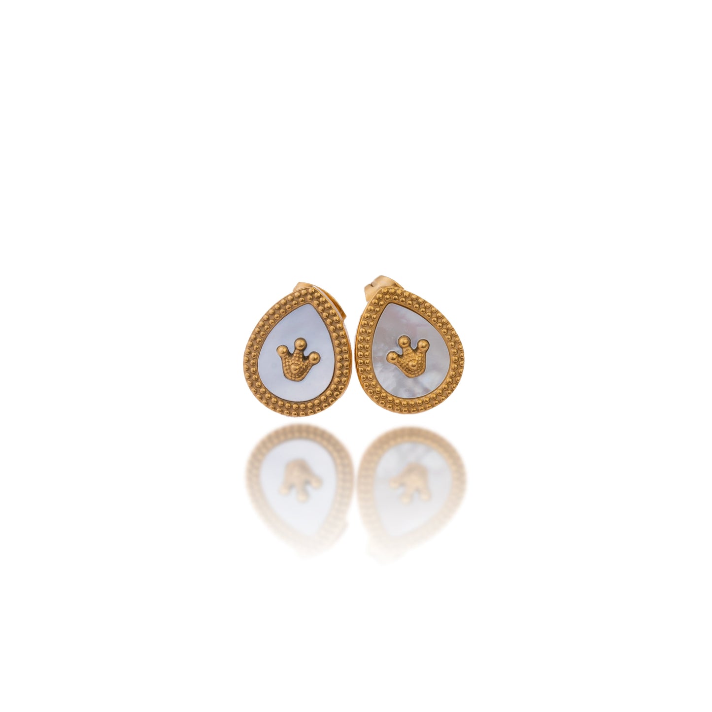 Gold Crown Stud Earrings