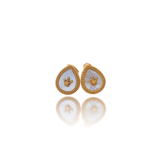 Gold Crown Stud Earrings