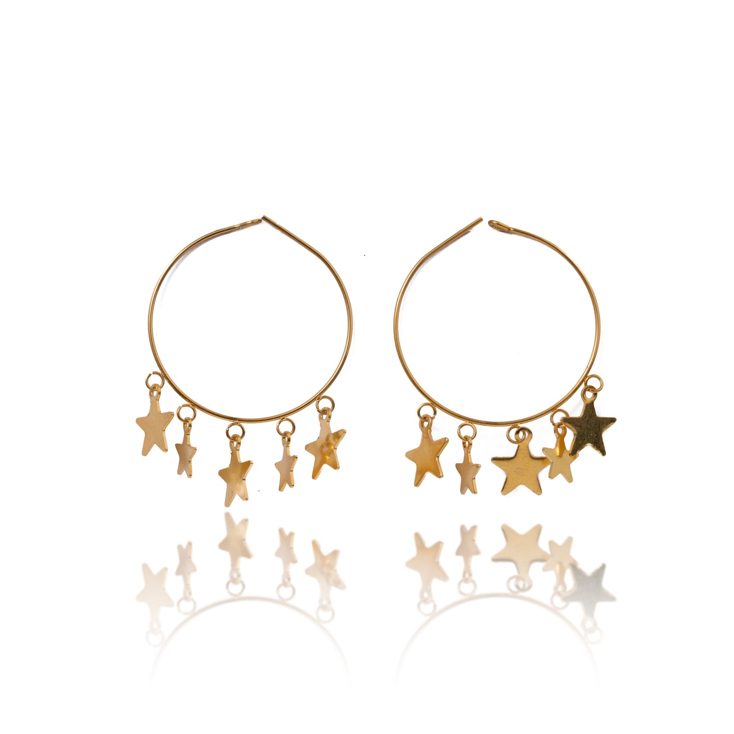 Large Gold Star Hoop Earrings