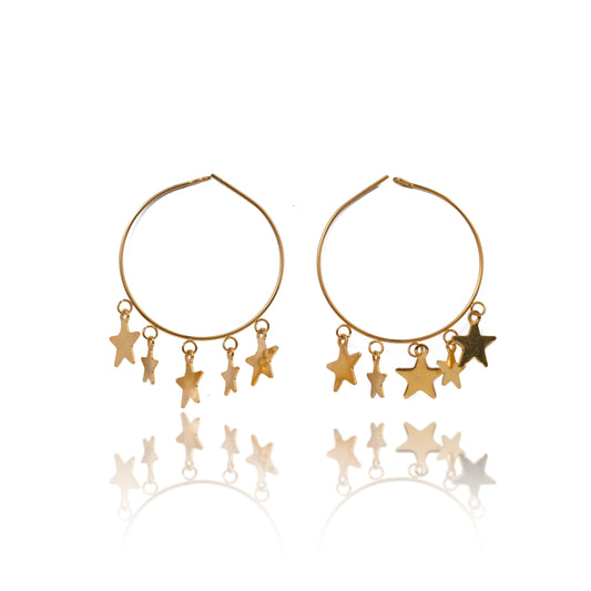 Large Gold Star Hoop Earrings