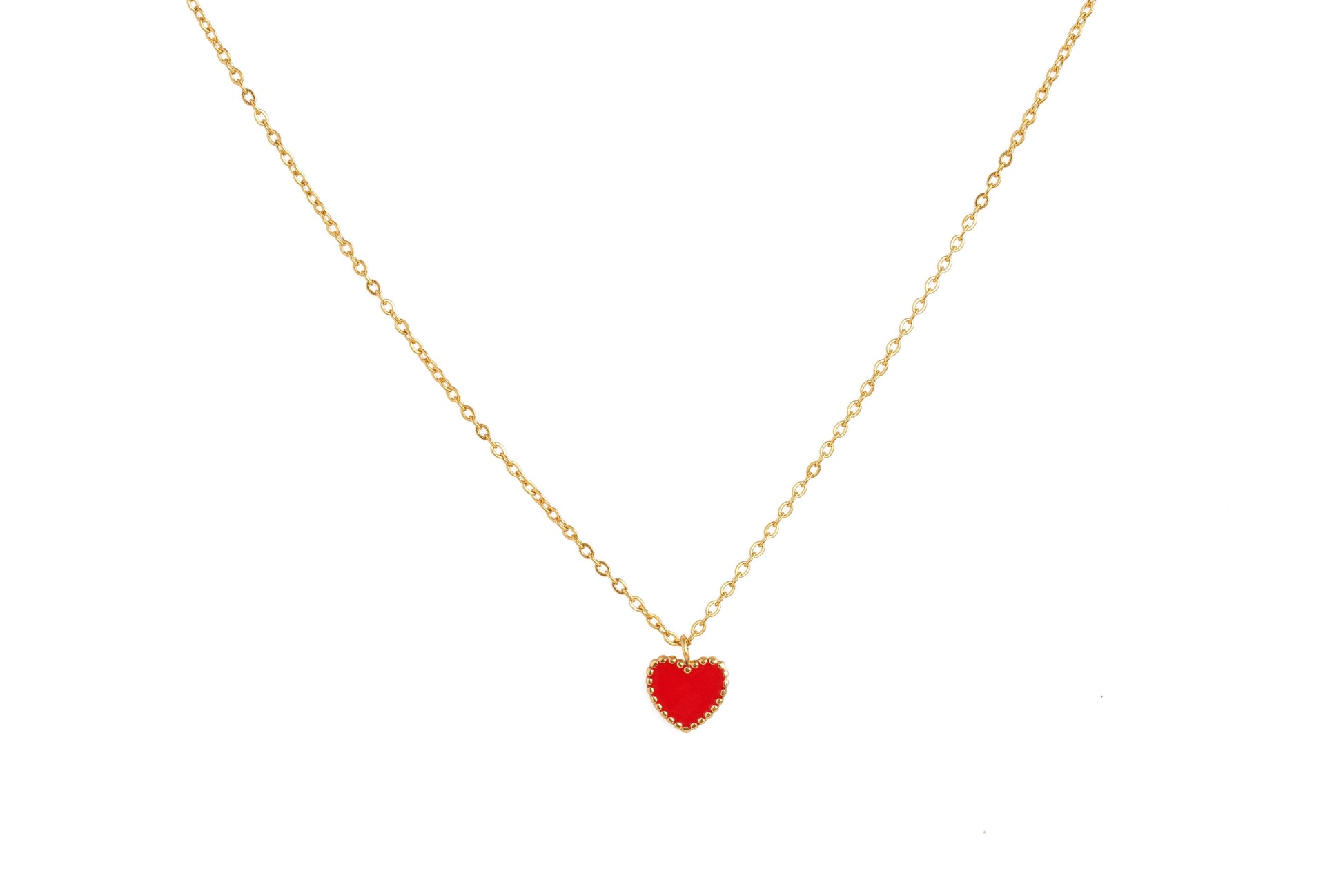 Gold Red Heart Necklace