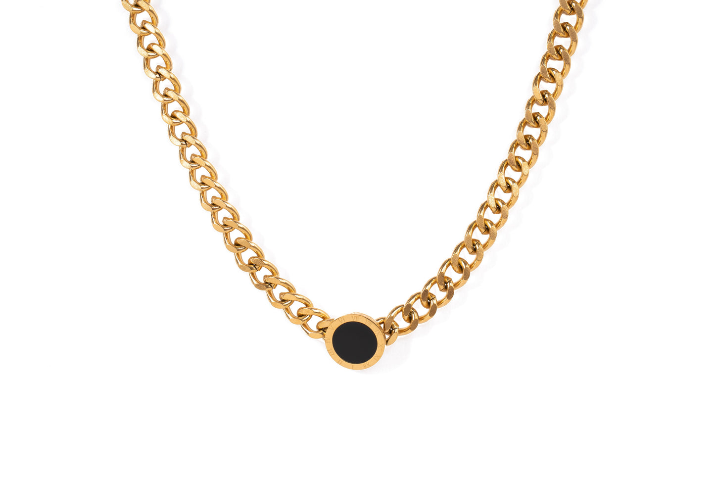 Gold Roman Numeral Thick Necklace