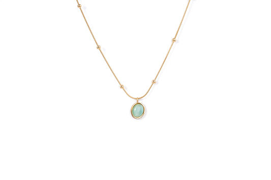 Gold Foggy Green Pendant Necklace