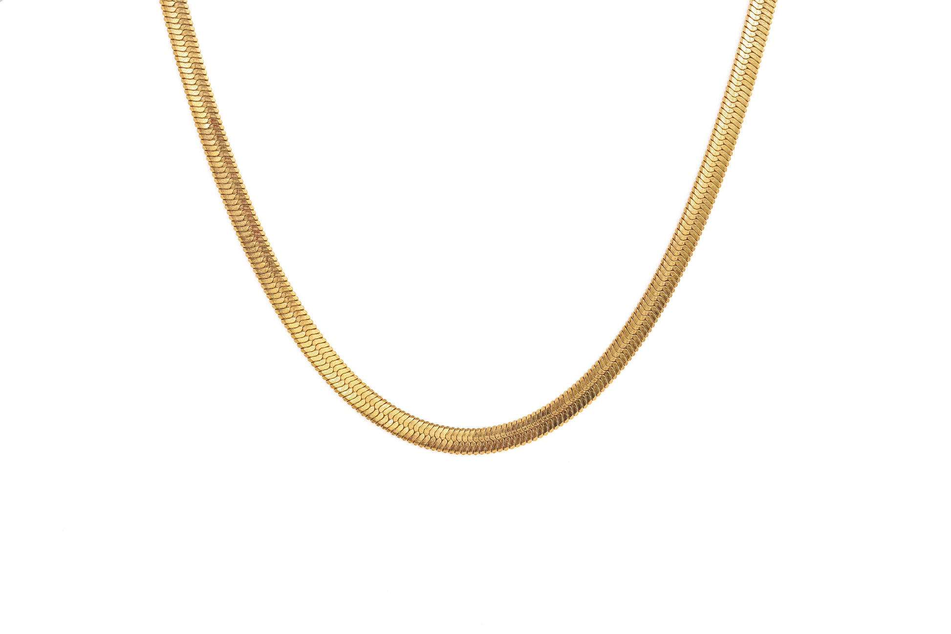 Gold Thick Flat Snake Necklace