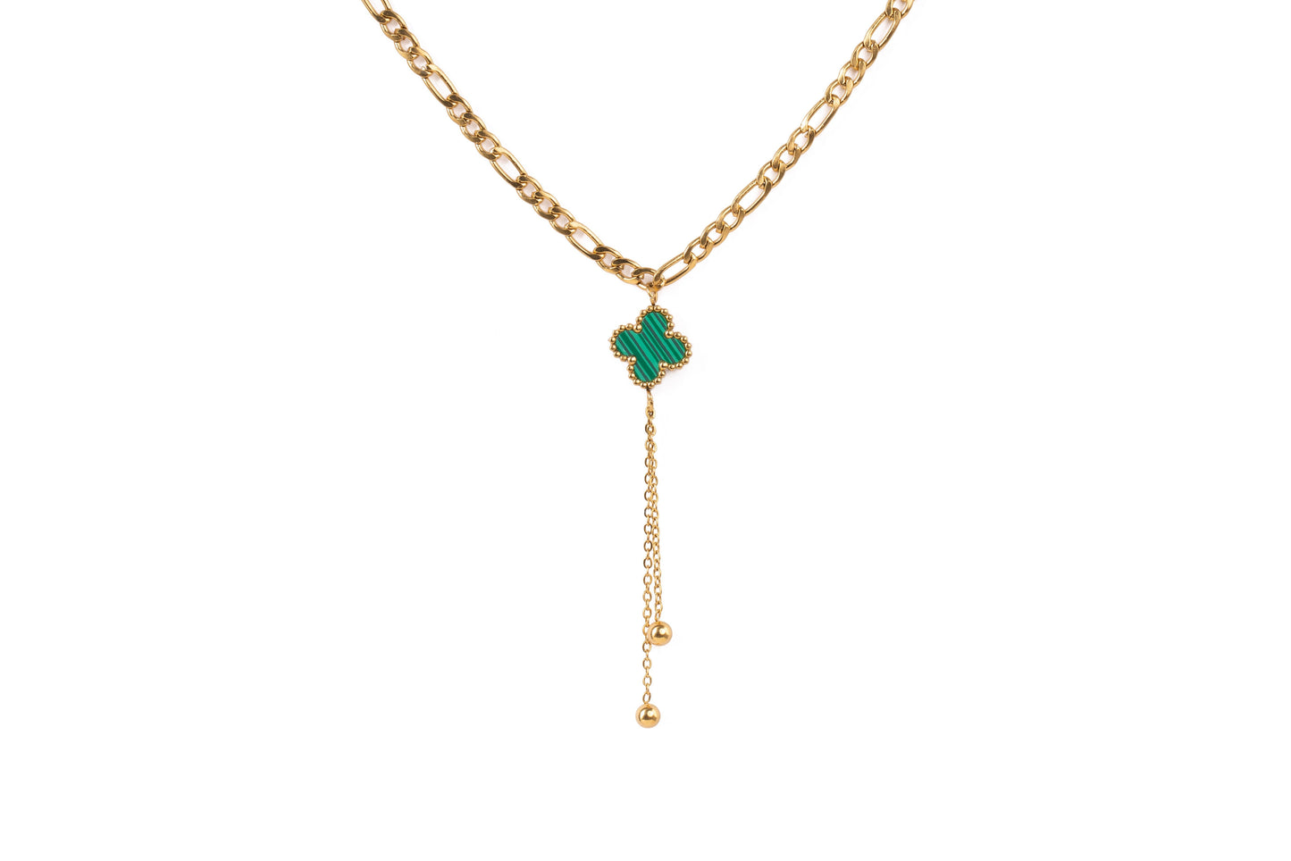 Gold Green Clover Pendant Necklace