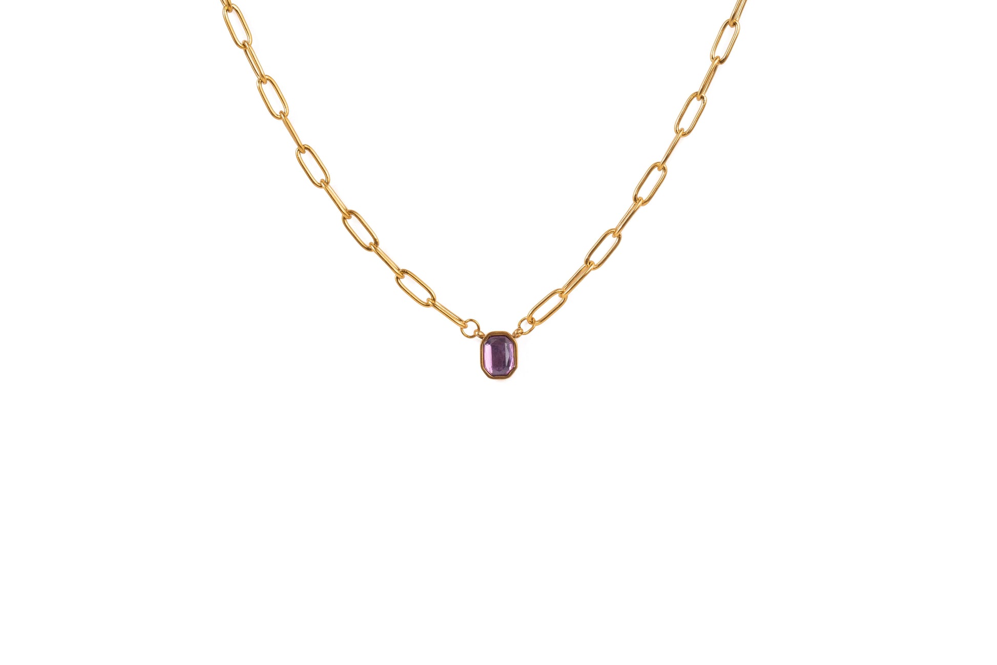 Gold Purple Gem Necklace