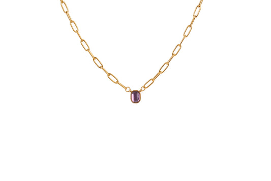 Gold Purple Gem Necklace