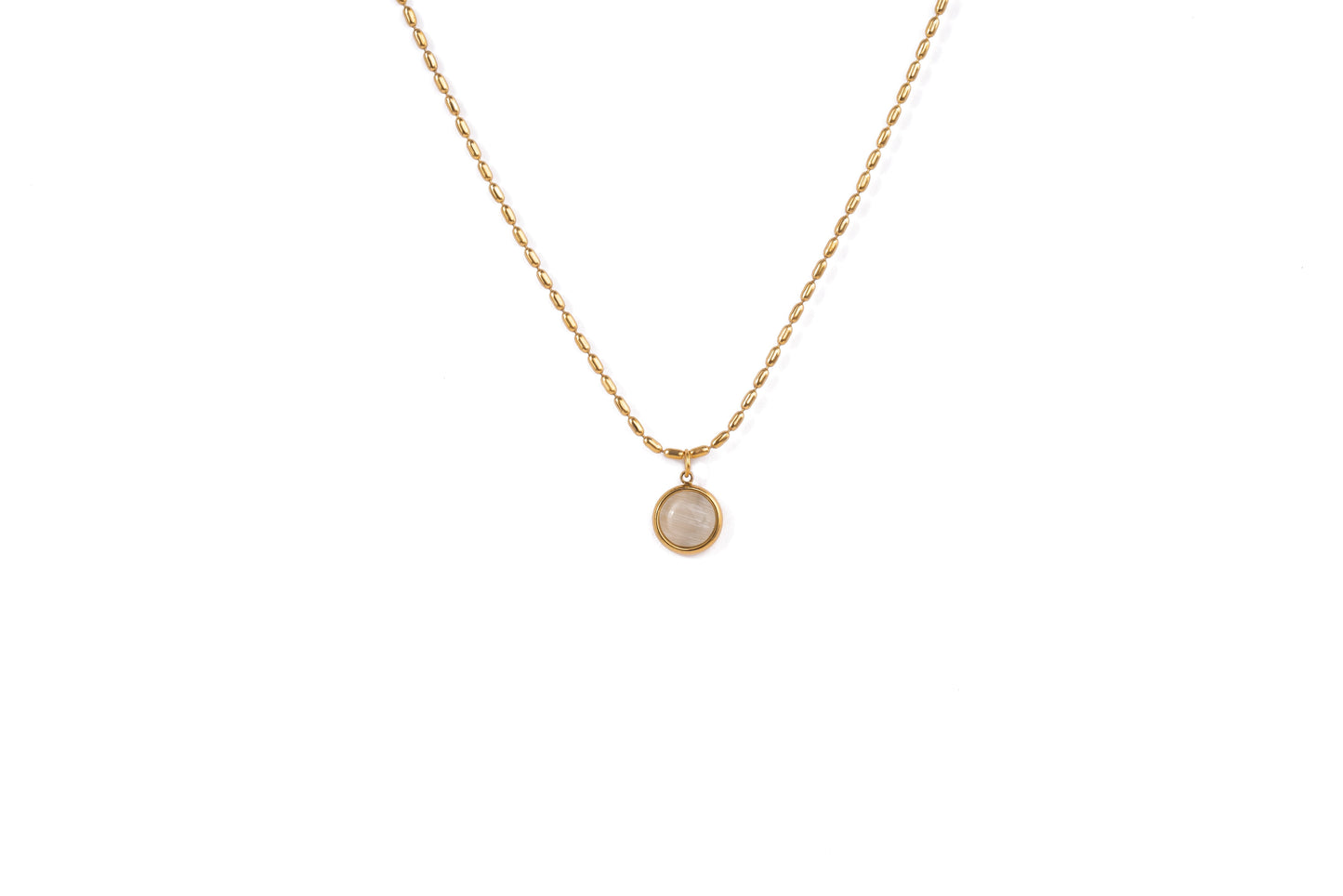 Gold Rosy Gem Pendant Necklace