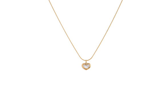 Gold White Heart Pendant Necklace