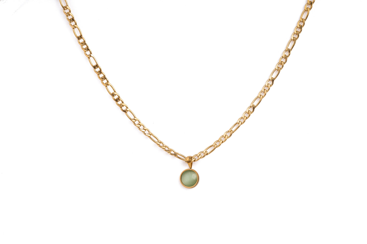 Gold Foggy Lime Gem Necklace