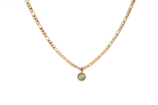 Gold Foggy Lime Gem Necklace