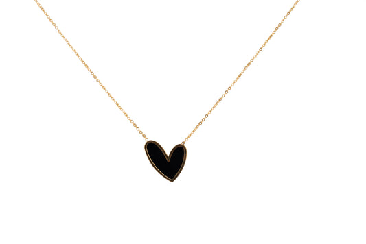 Gold Black Heart Necklace