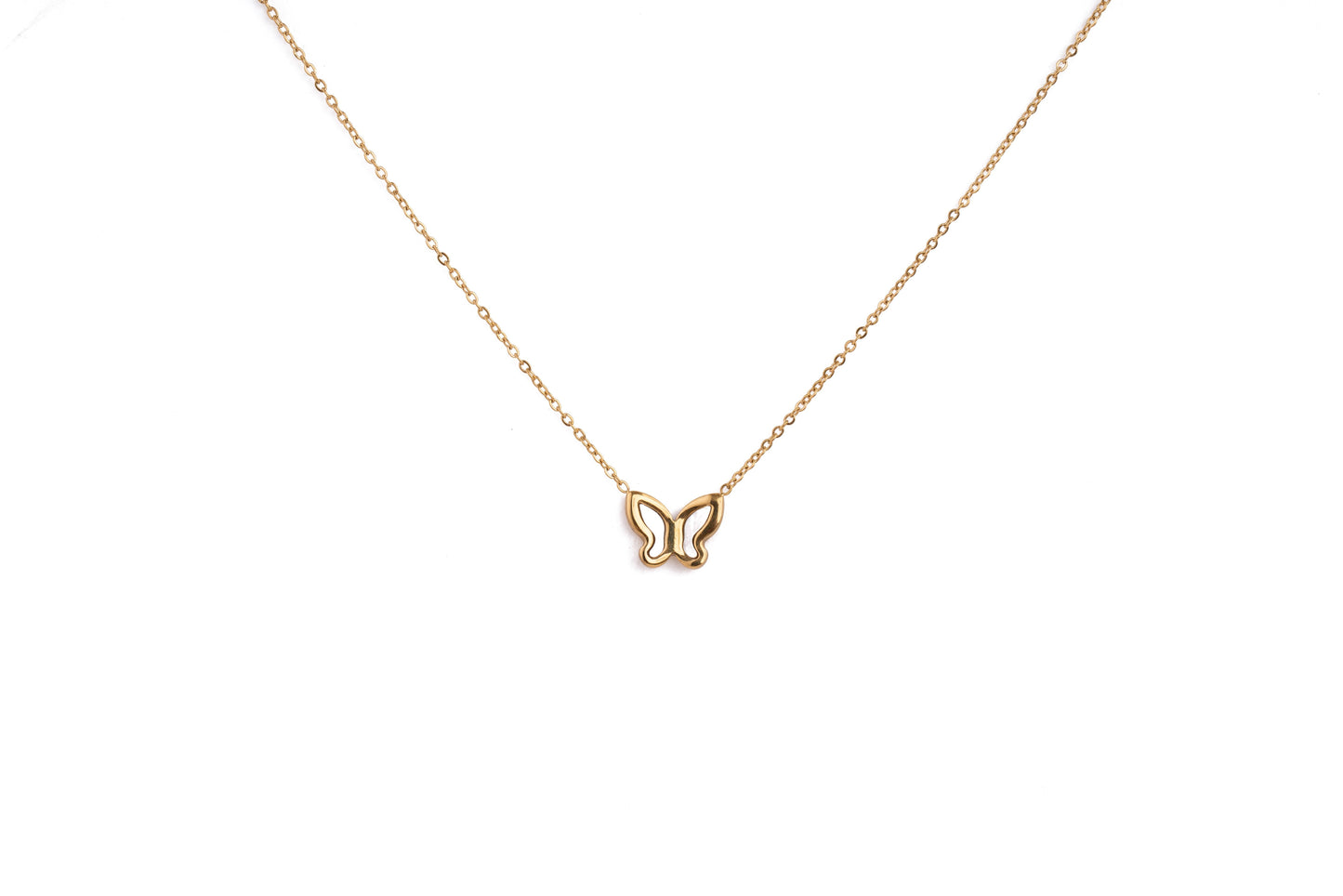 Gold White Butterfly Necklace