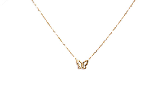 Gold White Butterfly Necklace