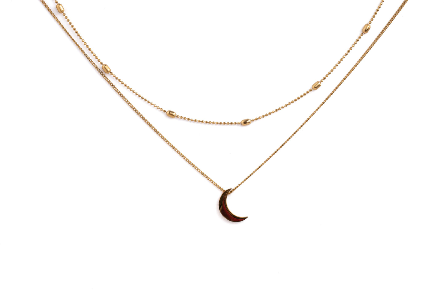 Gold 2 in 1 Crescent Moon Starry Necklace