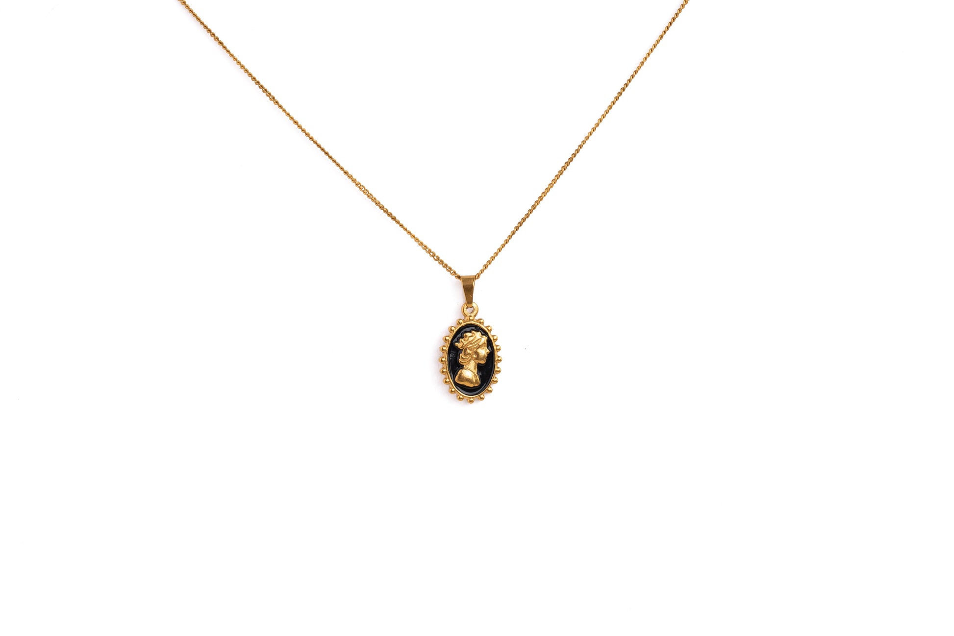 Gold Vintage Lady Pendant Necklace